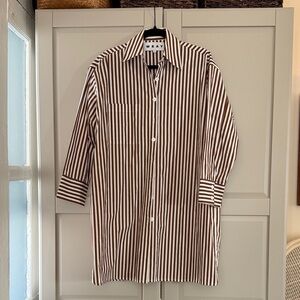 WRAY Brown and white striped shirt dress